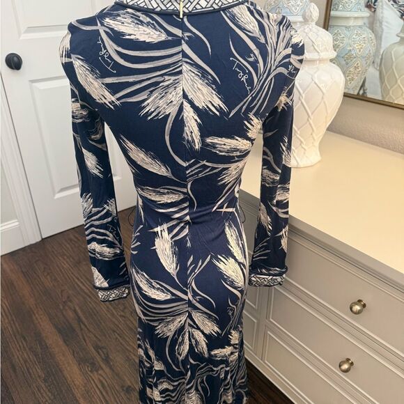 Tory Burch - Navy & Gray Wheat Print Sheath Dress 
size XSmall-T14 - Picture 7 of 9